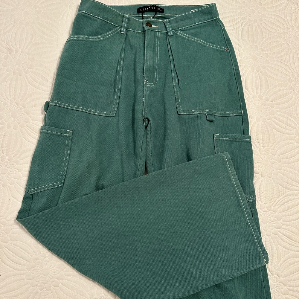 Princess Polly Green Flare & Wide Leg Jeans